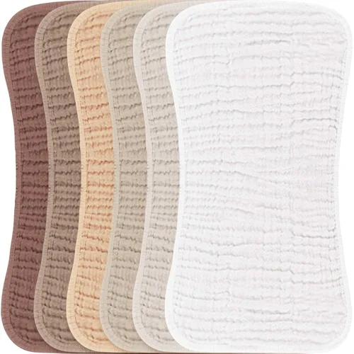 Konssy Juego de paños de muselina para bebé, unisex, paquete de 6 unidades, grandes, 100% algodón, ropa para eructos para recién nacidos, bebés