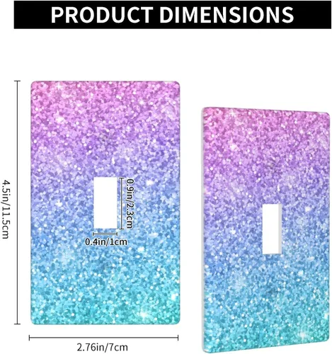 Miniatura 4 de Cubierta para interruptor de luz, placas de pared con purpurina rosa y azul, 1 banda, palanca individual de 4.5 x 2.76 pulgadas, 1 paquete