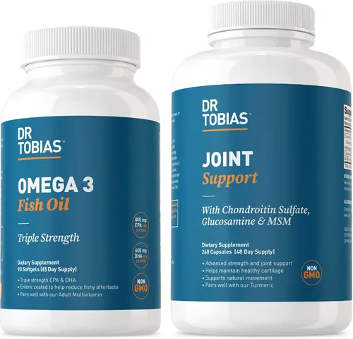 Dr. Tobias Omega 3 Aceite de pescado y suplementos de apoyo para las articulaciones, apoya el corazón, el cerebro, el sistema inmunológico, la salud