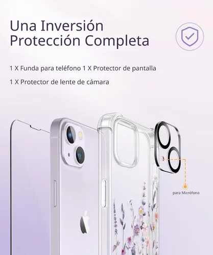 Miniatura 7 de GVIEWIN - Funda floral para iPhone 14 Plus de 6.7 pulgadas, con protector de pantalla + protector de lente de cámara, no se amarillenta, a prueba