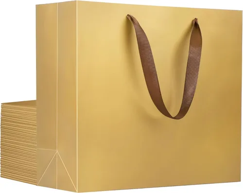 Miniatura 57 de EUSOAR Bolsas de Regalo Grandes Azul Marino, Paquete de 25 - Bolsas de Papel de Compras de 12.5"x4.5"x11" con Asas para Negocios, Manualidades