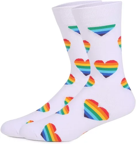 Miniatura 101 de TOEJYJ Calcetines de vestir divertidos para hombre, paquete de calcetines casuales divertidos, coloridos calcetines de algodón a rayas, talla 10-13