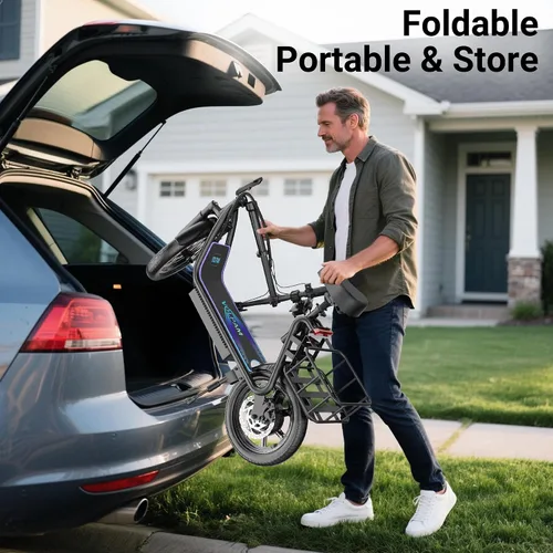Miniatura 4 de VOLPAM Scooter eléctrico, motor potente de 250/500 W, alcance de 10/23 millas, suspensiones de choque duales, velocidad de 9/19 mph, scooter E