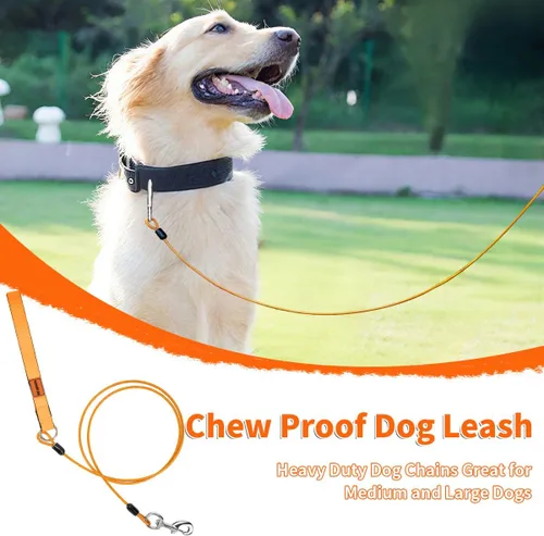 Miniatura 5 de Correa de perro resistente, correa de metal a prueba de mordidas para perros grandes (hasta 250 libras), correas de alambre para perros con agarre
