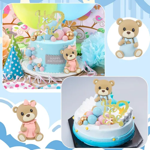 Miniatura 4 de Gerrii Juego de 19 piezas de decoración para tartas de revelación de género, incluye decoración para tartas He or She de varios tamaños, púas