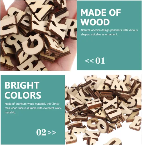 Miniatura 6 de MAGICLULU 100 letras pequeñas del alfabeto de madera de 0.6 pulgadas sin terminar con recortes de madera natural para manualidades y proyectos