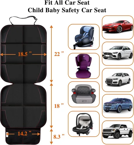 Miniatura 2 de Protector de asiento de automóvil con respaldo acolchado de goma antideslizante, acolchado impermeable más grueso para asientos infantiles, sin