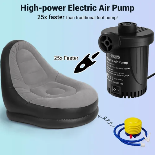 Miniatura 4 de Dr.Meter Bomba de aire para inflables: Bomba de colchón de aire AC 110V con 3 boquillas - Inflador deflador eléctrico de llenado rápido para balsas