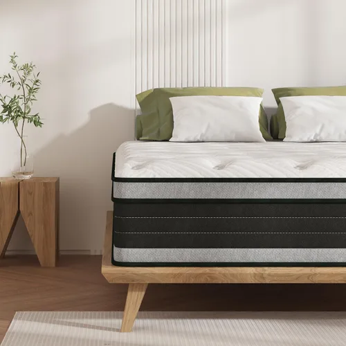 Miniatura 8 de Colchón híbrido Queen de 14 pulgadas con espuma viscoelástica de gel y resortes individuales en bolsillo, colchones de cama tamaño Queen en una