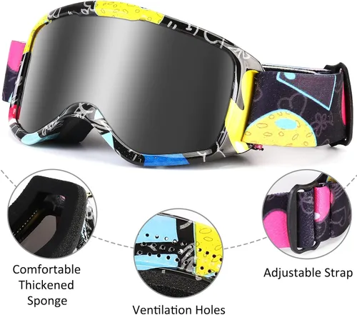 Miniatura 2 de Gafas de esquí para niños, con correa antideslizante, gafas de snowboard