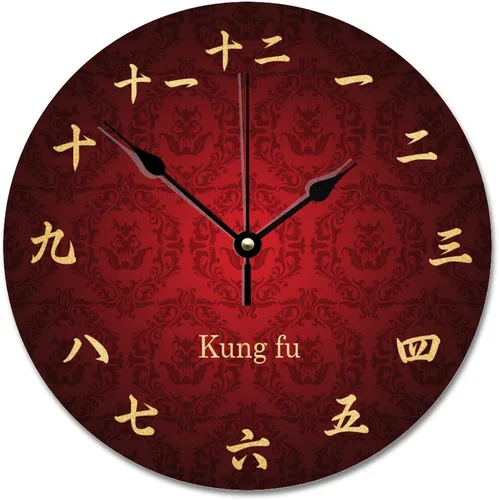 Miniatura 9 de Reloj de pared con números Kanji vintage, estilo rústico, elegante, de madera, 10 silenciosos, sin tictac, de cuarzo, funciona con pilas, para sala
