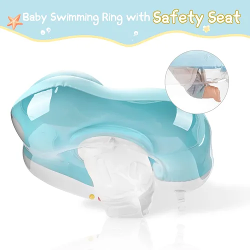 Miniatura 4 de WYRIAZA Flotador para bebé con toldo, flotador de natación para piscina para bebés, flotadores para niños pequeños con protección solar UPF50+, Azul
