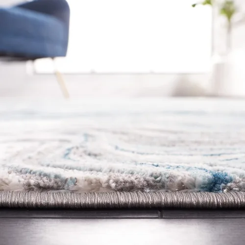 Miniatura 6 de SAFAVIEH Meadow Collection - Alfombra para pasillo, 2 x 7 pies, azul y gris, diseño abstracto moderno, no desprende pelusa y de fácil cuidado, ideal