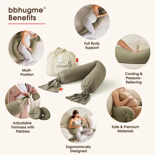 Miniatura 2 de bbhugme Almohada de embarazo ajustable – Soporte de cuerpo completo para dormir de lado – Firmeza y forma ajustables – Soporta espalda, piernas