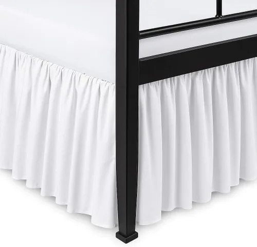 Miniatura 2 de Falda de cama con volantes, esquinas divididas, antiarrugas, de polialgodón y microfibra ultrasuave de hasta 18 in de caída, ajuste a medida Blanco