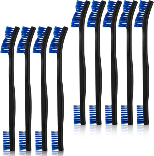 Miniatura 8 de Juego de 9 cepillos de limpieza de doble punta de nailon, cepillo de limpieza multiusos para pequeños detalles, cepillo para hendiduras, mini
