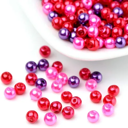 Miniatura 13 de Pandahall - 400 cuentas de perlas de vidrio perlado brillante de 0.157 pulgadas (0.157 in), cuentas espaciadoras sueltas de vidrio de color mixto