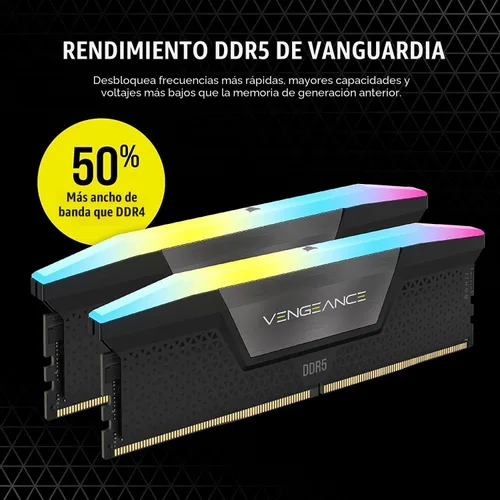 Miniatura 3 de CORSAIR Vengeance RGB DDR5 RAM 32 GB (2 x 16 GB) Hasta 6000 MHz CL36-44-44-96 1.35V Intel XMP 3.0 Memoria de computadora - Negro (CMH32GX5M2E6000C36)