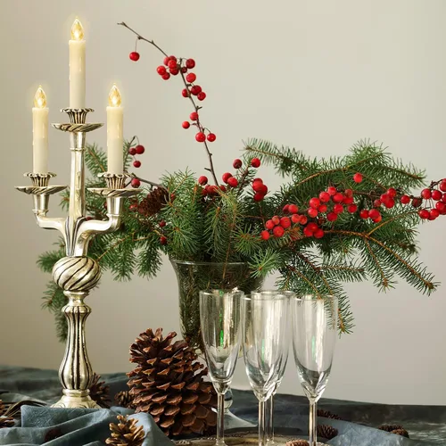 Miniatura 7 de Daord Vela parpadeante sin llama para ventana, luces LED para árbol de Navidad, color blanco cálido, funciona con pilas, velas cónicas eléctricas