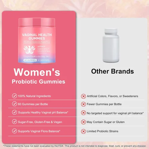 Miniatura 5 de Probióticos vaginales fuente de gomitas femeninas, equilibrio de pH, gomitas de equilibrio femenino para mujeres, probióticos para mujeres salud