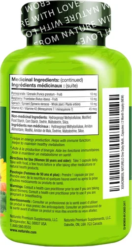 Miniatura 9 de Naturelo Multivitamina de un día para mujeres de más de 50 años (sin hierro) - Apoyo para la menopausia para mujeres mayores de 50 años - Suplemento