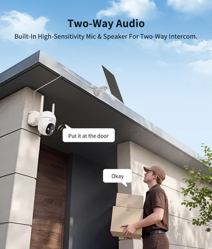 Miniatura 7 de Cámaras de seguridad solar 2K inalámbricas para exteriores, visión de 360°, cámara exterior para seguridad del hogar con visión nocturna a