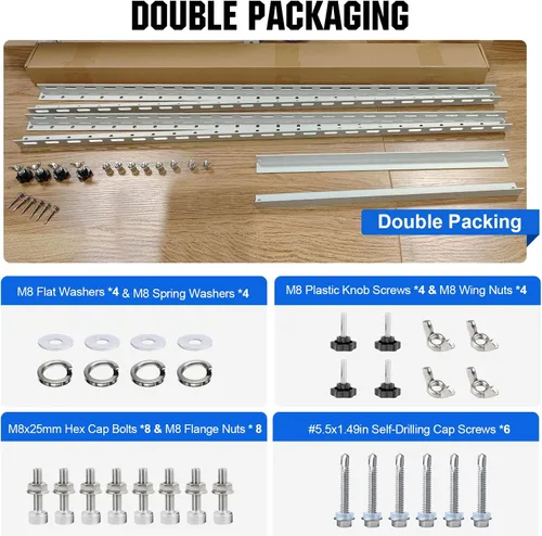 Miniatura 9 de ECO-WORTHY Soportes de montaje para paneles solares mejorados de 45 pulgadas, con patas de inclinación plegables, adecuados para 2 piezas de paneles