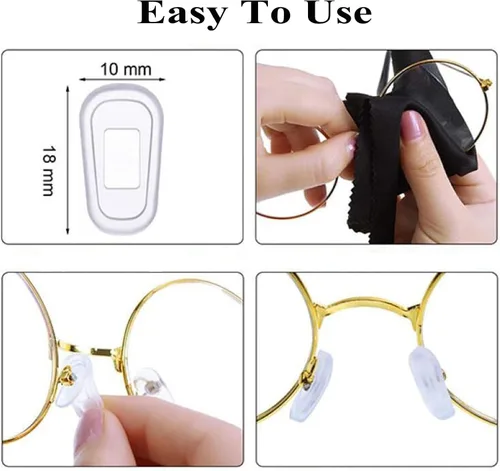 Miniatura 4 de Almohadillas de nariz para gafas, almohadillas de silicona antideslizantes y suaves para la nariz, kit de reparación de lentes (5 pares), negro/L