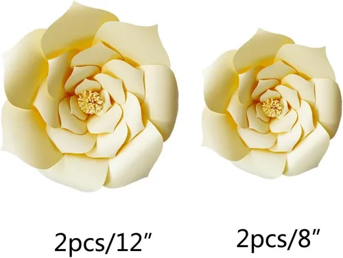 Miniatura 2 de Decoración de flores de papel gigantes para boda, fiesta, telón de fondo de flores, flores hechas a mano para guardería, decoración de pared de Crema