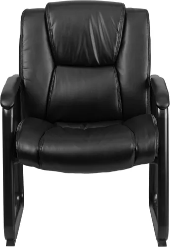 Miniatura 7 de Flash Furniture LeatherSoft - Silla de recepción ejecutiva con reposabrazos acolchados y base de trineo, silla lateral tapizada para sala de estar u