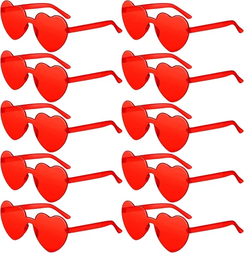 TOODOO 10 pares de lentes de sol en forma de corazón, gafas de sol arcoíris de color caramelo sin montura para mujeres y niñas, recuerdos de fiesta