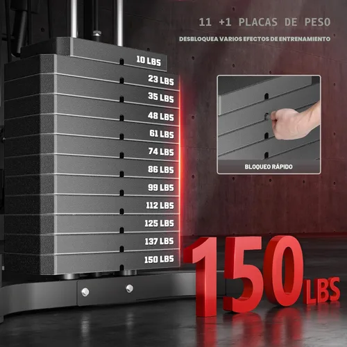 Miniatura 5 de JELENS Gimnasio en casa, equipo multifuncional H11 de gimnasio en casa, estación de entrenamiento con pila de peso de 150 libras