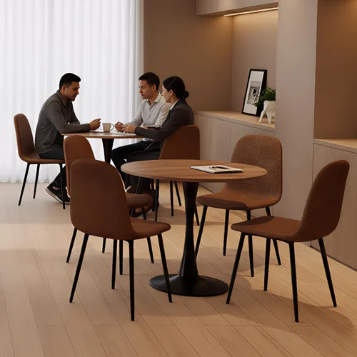 Miniatura 4 de Mesa de comedor redonda para espacios pequeños, mesas de tulipanes de 32 pulgadas con base de pedestal de metal, mesa de bistró para 2/3/4 personas