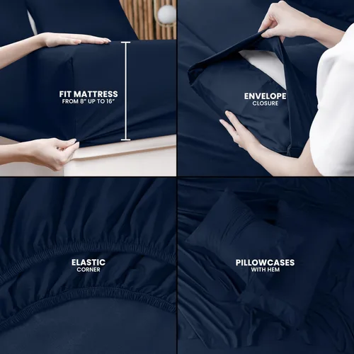 Miniatura 234 de Utopia Bedding Juego de sábanas Queen – Sábanas de 4 piezas para cama tamaño Queen, microfibra suave y transpirable, incluye 1 sábana bajera, 1 Gris