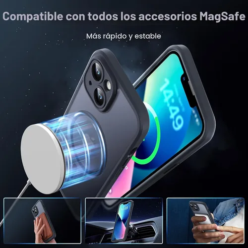 Miniatura 3 de TOCOL Funda para iPhone 13, protección completa de la cámara, compatible con Magsafe, protección contra caídas, funda magnética translúcida mate