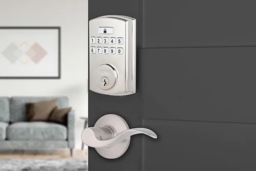 Miniatura 9 de BRINKS Cerradura de puerta de entrada sin llave, cerradura de puerta de teclado de alta seguridad, 50 códigos de usuario, función de bloqueo Bronce