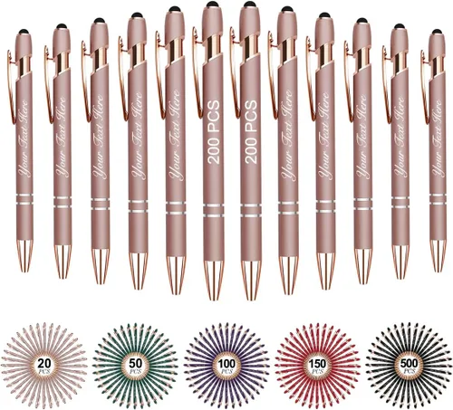 Miniatura 20 de Bolígrafos personalizados personalizados con nombre y texto a granel, 10 bolígrafos personalizados con grabado gratis, regalo para mujeres