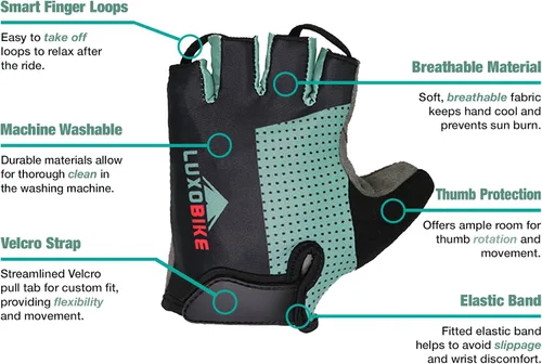 Miniatura 2 de Guantes de ciclismo, guantes de bicicleta de montaña, guantes de bicicleta Antideslizante, absorción de golpes, acolchado, transpirable, medio dedo