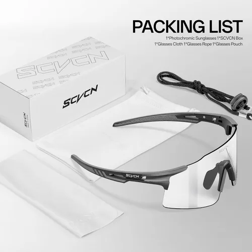 Miniatura 6 de SCVCN Fotocromático Ciclismo Gafas Deportivas Gafas de sol Hombres Mujeres Claro Bicicleta MTB UV400 Protección TR90 Frame Bike 01 Marco negro