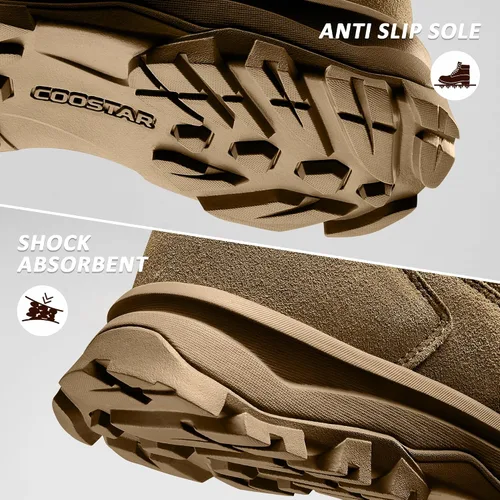 Miniatura 6 de Coostar Botas tácticas para hombre, ligeras, botas de combate militar, botas de trabajo con cremallera lateral, botas de motocicleta, para Coyote