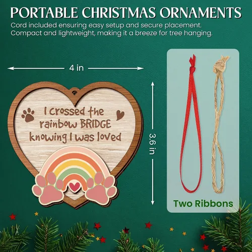 Miniatura 3 de TEEZWONDER Adorno de Navidad conmemorativo para mascotas, adornos de Navidad de madera 2025, regalos conmemorativos para perros por pérdida