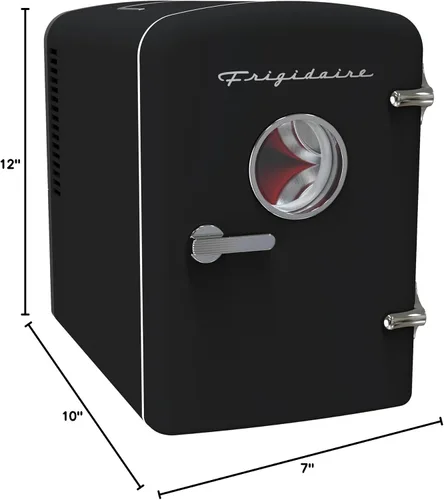 Miniatura 4 de Frigidaire Mini refrigerador personal retro para 9 latas, 11.8 pulgadas de profundidad x 7.1 pulgadas de ancho x 10.1 pulgadas de alto, color negro