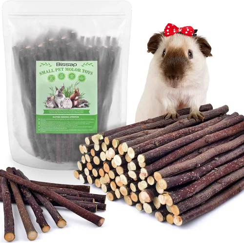 Miniatura 8 de Bissap Palitos de manzana para conejos, juguetes naturales para masticar conejitos y golosinas para Chinchilla, conejillo de indias, hámster, jerbo