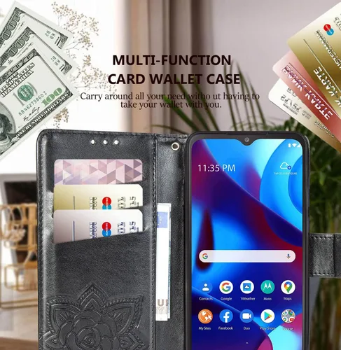 Miniatura 4 de Funda protectora para Motorola Moto G Pure para teléfono, funda protectora de piel sintética en relieve de mariposa para mujer, con ranuras