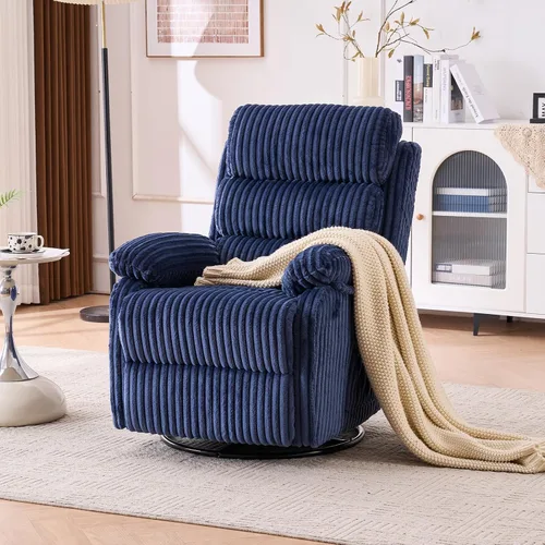 Miniatura 11 de Silla mecedora reclinable de 360° para adultos, silla reclinable para cuarto de bebé con bolsillo lateral, un cómodo sillón de sofá individual