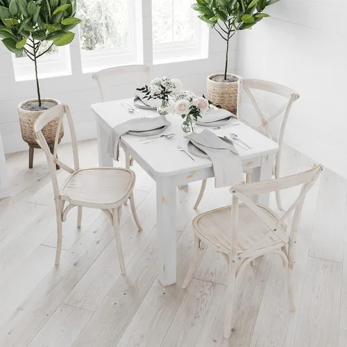 Miniatura 10 de Merrick Lane Jessamine - Mesa de comedor rectangular de 46 x 30 pulgadas de pino macizo