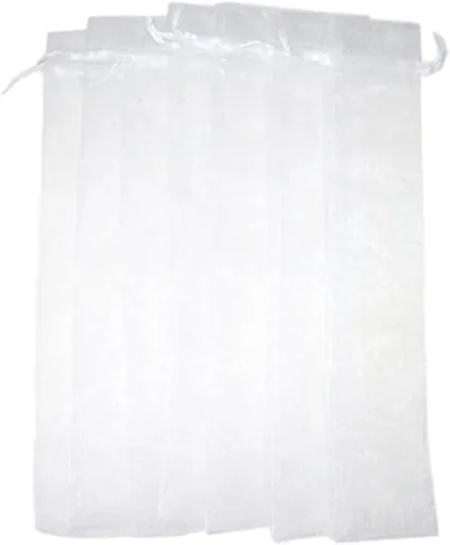 SUPVOX 50pcs Cordón Organza Plegable Mano Ventilador Bolsa de mano Soporte de Ventilador de Bolsillo Fiesta Boda Favor Bolsas (Blanco)