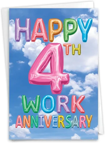 Miniatura 12 de NobleWorks Tarjeta de felicitación de 4º aniversario (compañero de trabajo) con sobre de 5 x 7 pulgadas para hombres, mujeres (1 tarjeta) 4 años