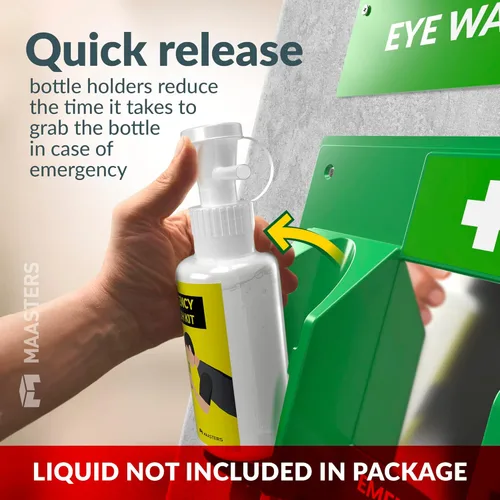 Miniatura 8 de MAASTERS Estación de lavado de ojos portátil sin BPA compatible con OSHA - Kit de lavado de ojos de primeros auxilios montado en la pared con espejo
