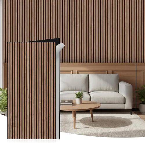 Miniatura 12 de WoveN SounD Slat Acousitc - Paneles de pared de 48 x 24 pulgadas, chapa de madera, decoración de pared a prueba de sonido, diseño autoadhesivo